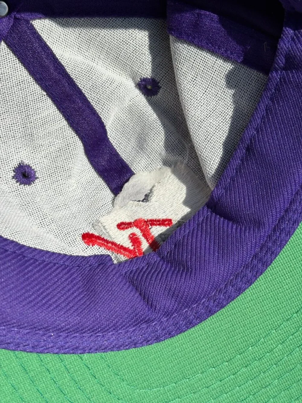 Vintage 1990 MTV Music Television Hat Purple Leather Strapback Cap Taiwan 90s